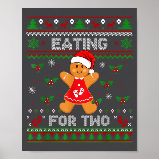 Eating For Two Pregnancy Announcement Ugly Sweater Poster (Front)