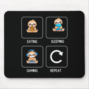 Eating Gaming Sleeping Playing Video Game Gamer Sl Mouse Mat
