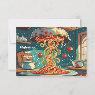Eating invitation, pasta with tomato sauce card