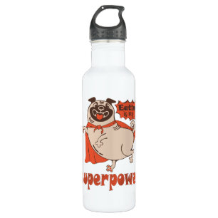 Eating is my superpower red cloak pug comic style  710 ml water bottle