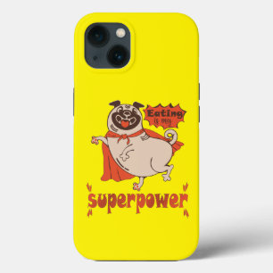 Eating is my superpower red cloak pug comic style iPhone 13 case
