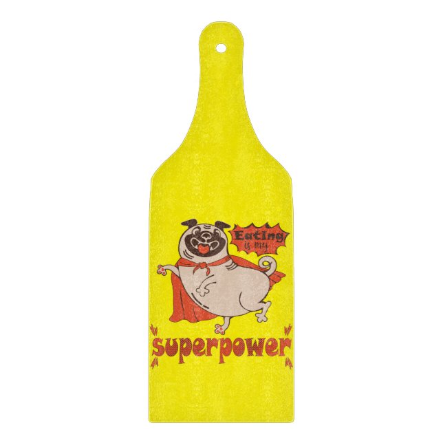 Eating is my superpower red cloak pug comic style  cutting board (Front)