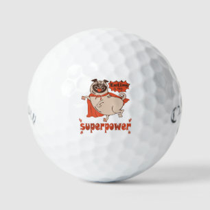 Eating is my superpower red cloak pug comic style golf balls