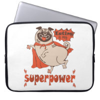 Eating is my superpower red cloak pug comic style