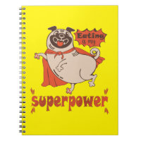 Eating is my superpower red cloak pug comic style