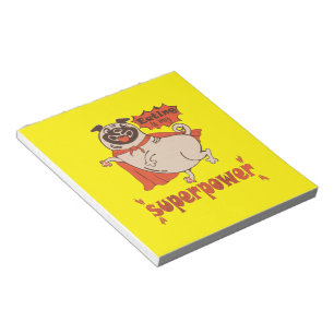 Eating is my superpower red cloak pug comic style  notepad