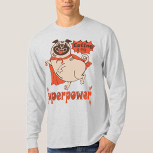 Eating is my superpower red cloak pug comic style T-Shirt