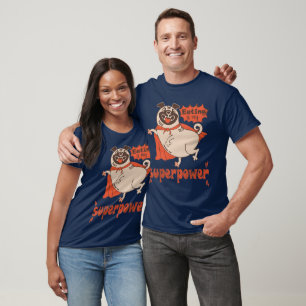 Eating is my superpower red cloak pug comic style T-Shirt