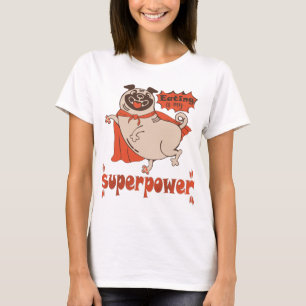 Eating is my superpower red cloak pug comic style T-Shirt