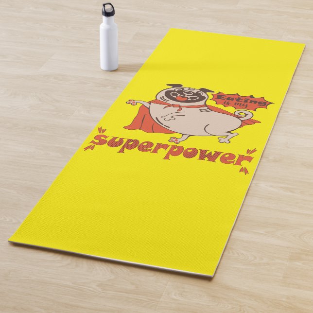 Eating is my superpower red cloak pug comic style  yoga mat (In Situ)