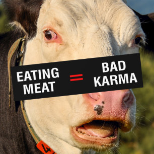 Eating Meat = Bad Karma, Vegan Activism, Bumper Sticker
