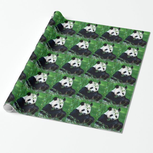 Eating Panda Christmas Wrapping Paper (Unrolled)