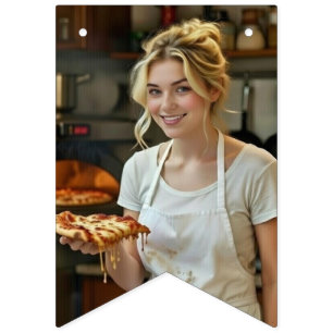 Eating Pizza Photo Personalise Customise Bunting