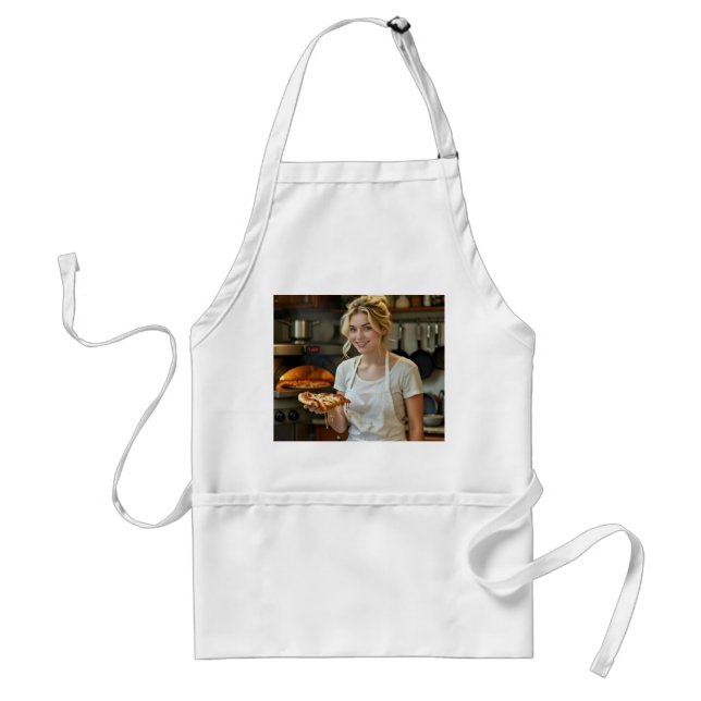 Eating Pizza Photo Personalise Customise Standard Apron (Front)