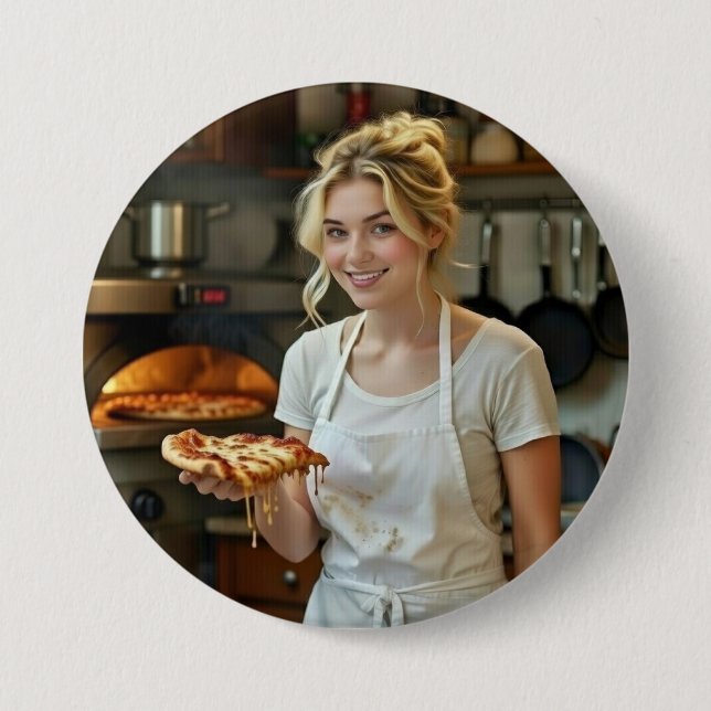 Eating Pizza Photo Personalize Customize 7.5 Cm Round Badge (Front)
