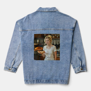 Eating Pizza Photo Personalize Customize Denim Jacket
