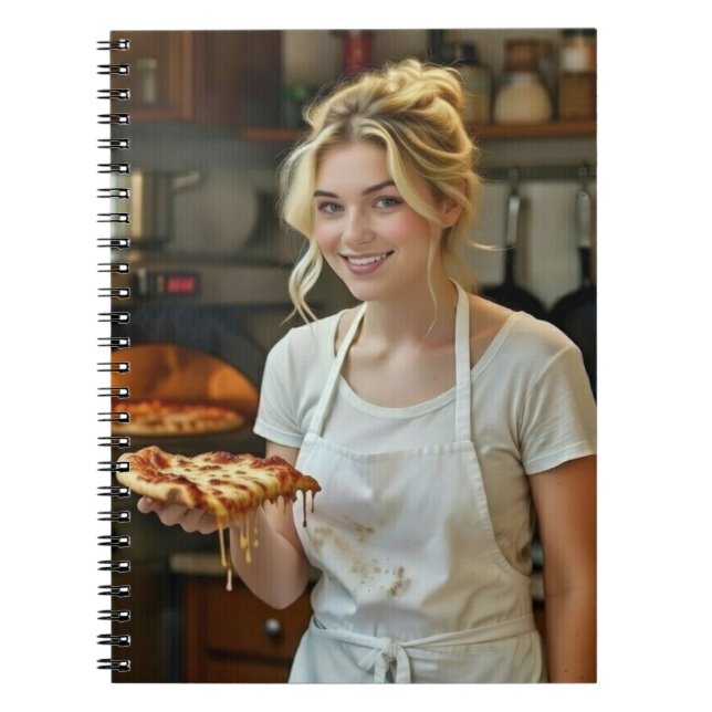 Eating Pizza Photo Personalize Customize Notebook (Front)