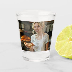 Eating Pizza Photo Personalize Customize Shot Glass