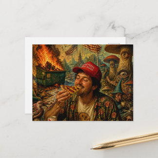 Eating Pizza While The Dumpster is on Fire Postcard
