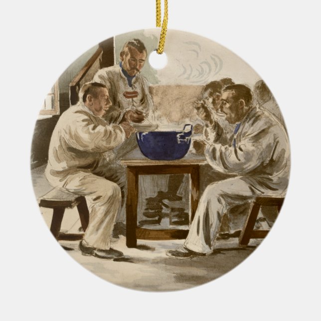 Eating Soup at the Barracks, from 'L'Estampe Moder Ceramic Tree Decoration (Front)