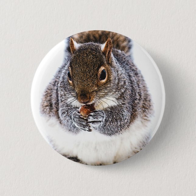 Eating Squirrel 6 Cm Round Badge (Front)