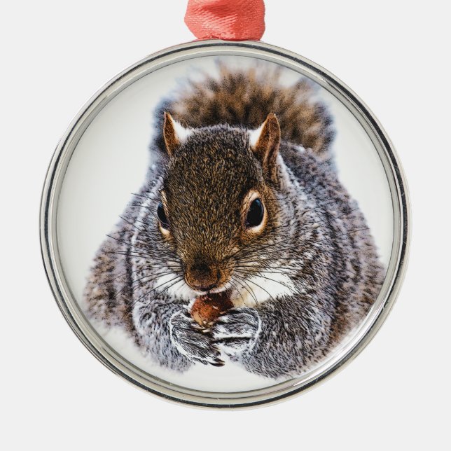 Eating Squirrel Metal Tree Decoration (Front)