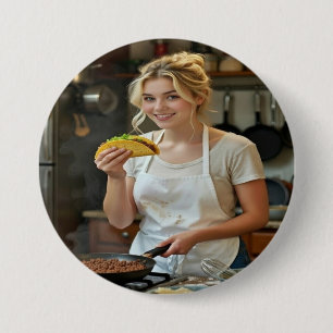 Eating Tacos Photo Personalize Customize 7.5 Cm Round Badge