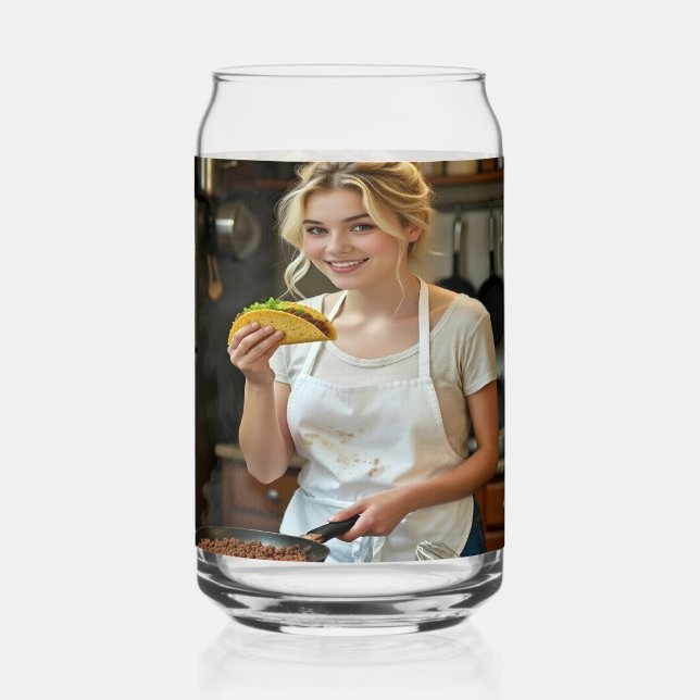 Eating Tacos Photo Personalize Customize Can Glass (Front)