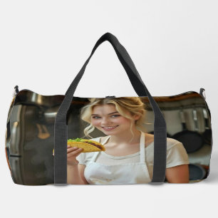 Eating Tacos Photo Personalize Customize Duffle Bag