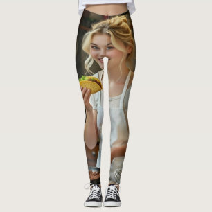 Eating Tacos Photo Personalize Customize Leggings