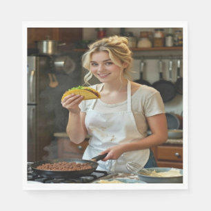 Eating Tacos Photo Personalize Customize Napkin
