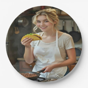 Eating Tacos Photo Personalize Customize Paper Plate