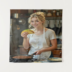 Eating Tacos Photo Personalize Customize Tapestry