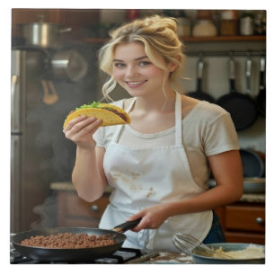Eating Tacos Photo Personalize Customize Tile