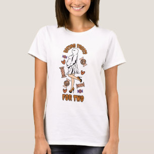 "Eating Treats for Two" Pregnant Halloween Orange T-Shirt