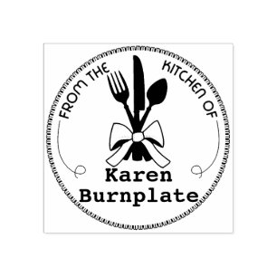 Eating utensils bow culinary from the kitchen of rubber stamp