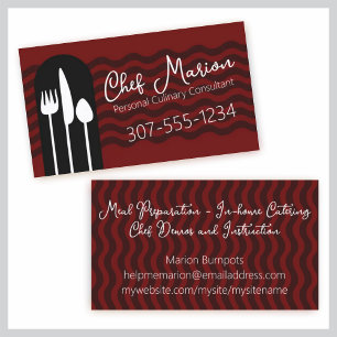 Eating utensils chef catering restaurant tours business card