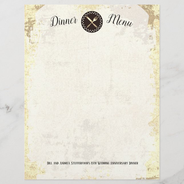 Eating utensils vintage catering menu letterhead (Front)