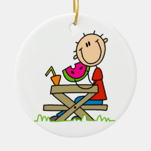 Eating Watermelon Ceramic Tree Decoration