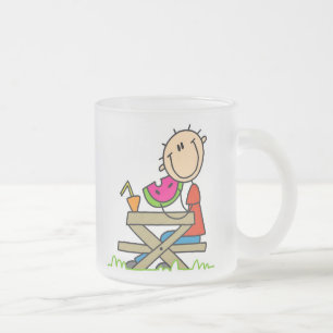 Eating Watermelon Frosted Glass Coffee Mug