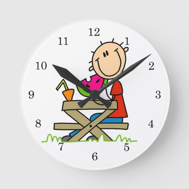 Eating Watermelon Round Clock (Front)