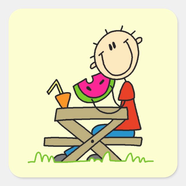 Eating Watermelon Square Sticker (Front)