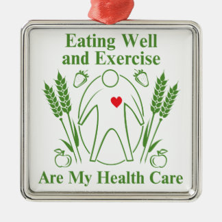 Eating Well and Exercise are My Health Care Metal Tree Decoration
