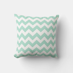 Eau de Nil and White Chevron Zig Zag Pillow