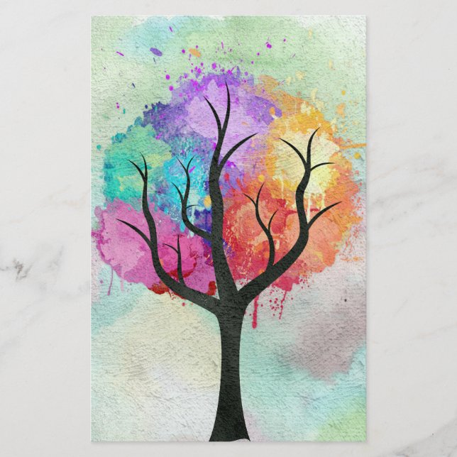 eautiful Tree Pastel Colors Abstract Oil Painting (Front)