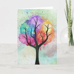 eautiful Tree Pastel Colors Abstract Oil Painting Card