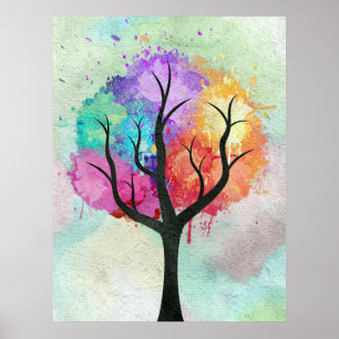 eautiful Tree Pastel Colors Abstract Oil Painting Poster