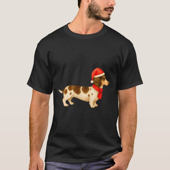 Ebald Christmas Dachshund E Funny Doxie Dog Mom  T-Shirt (Front)