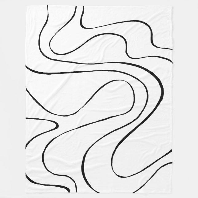 Ebb and Flow 2 - Black and White Fleece Blanket (Front)