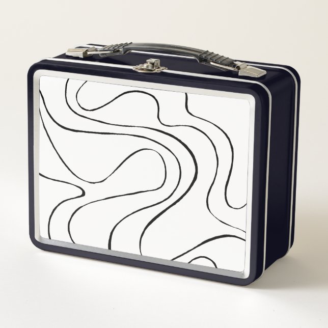 Ebb and Flow 2 - Black and White Metal Lunch Box (Front)